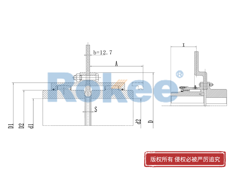 RODP膨胀节联轴器,RODP制动盘型鼓形齿式联轴器
