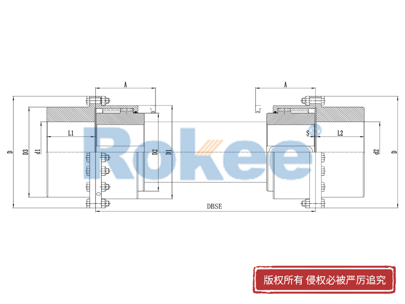 RODX油泵联轴器,RODX中间接轴型鼓形齿式联轴器