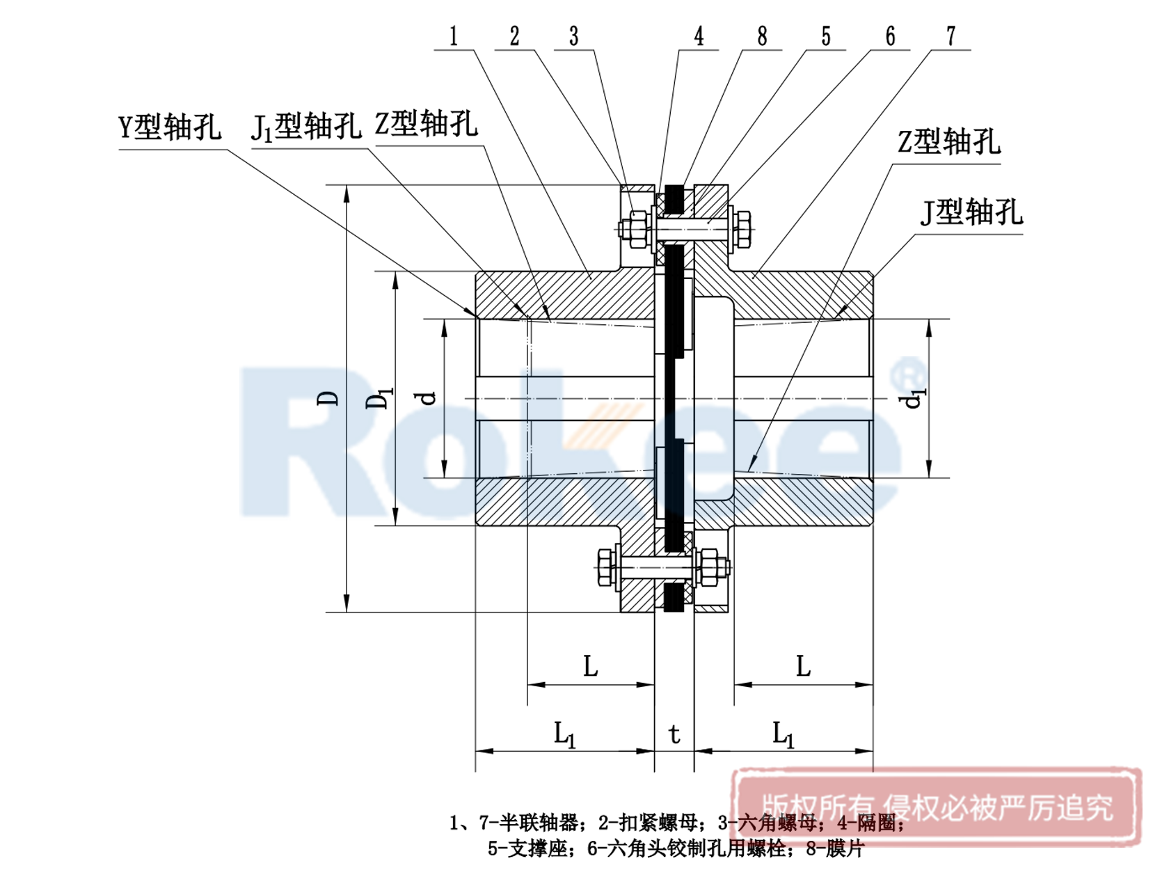 巢湖JMI联轴器-JMⅠ型单节式带沉孔膜片联轴器