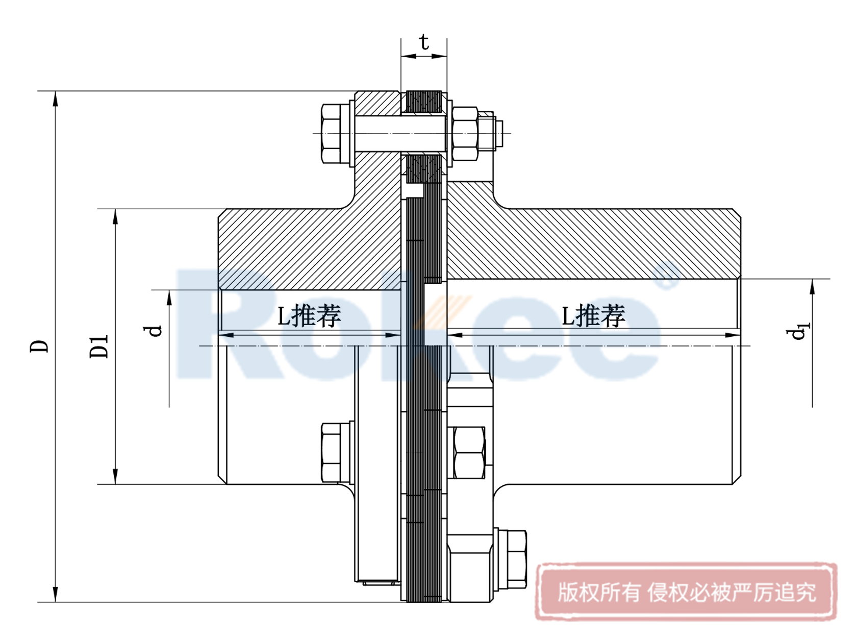 明港JMII联轴器-JMⅡ型单节式不带沉孔膜片联轴器