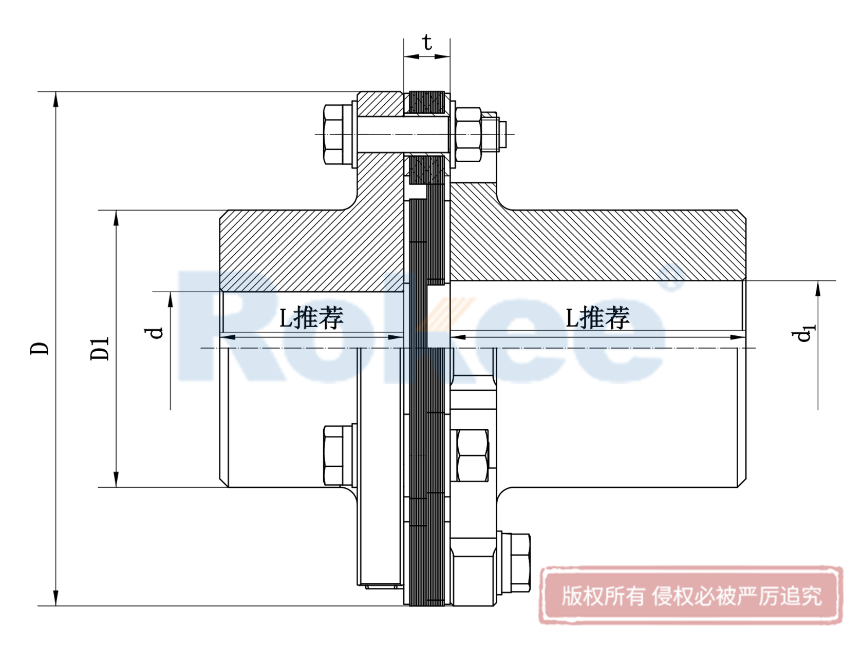 乌鲁木齐JMII联轴器-JMⅡ型单节式不带沉孔膜片联轴器