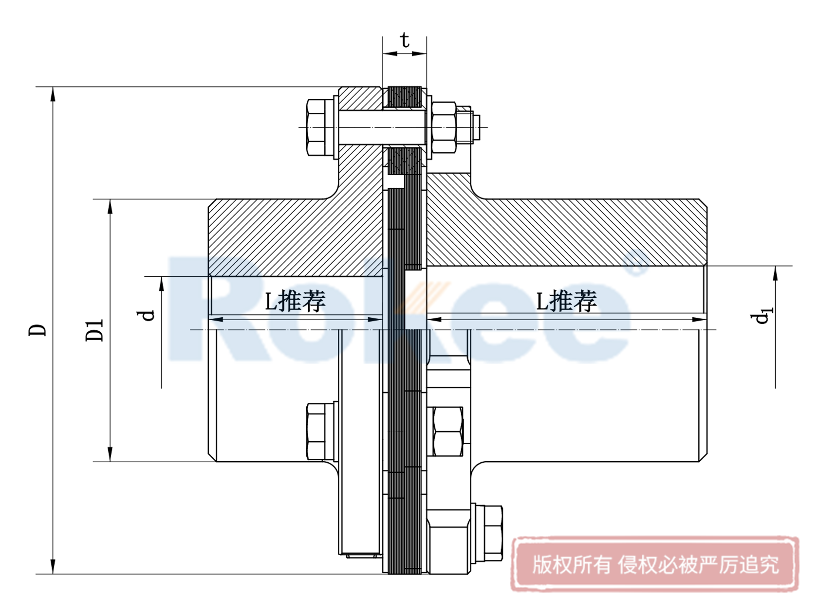 阿勒泰JMII联轴器-JMⅡ型单节式不带沉孔膜片联轴器