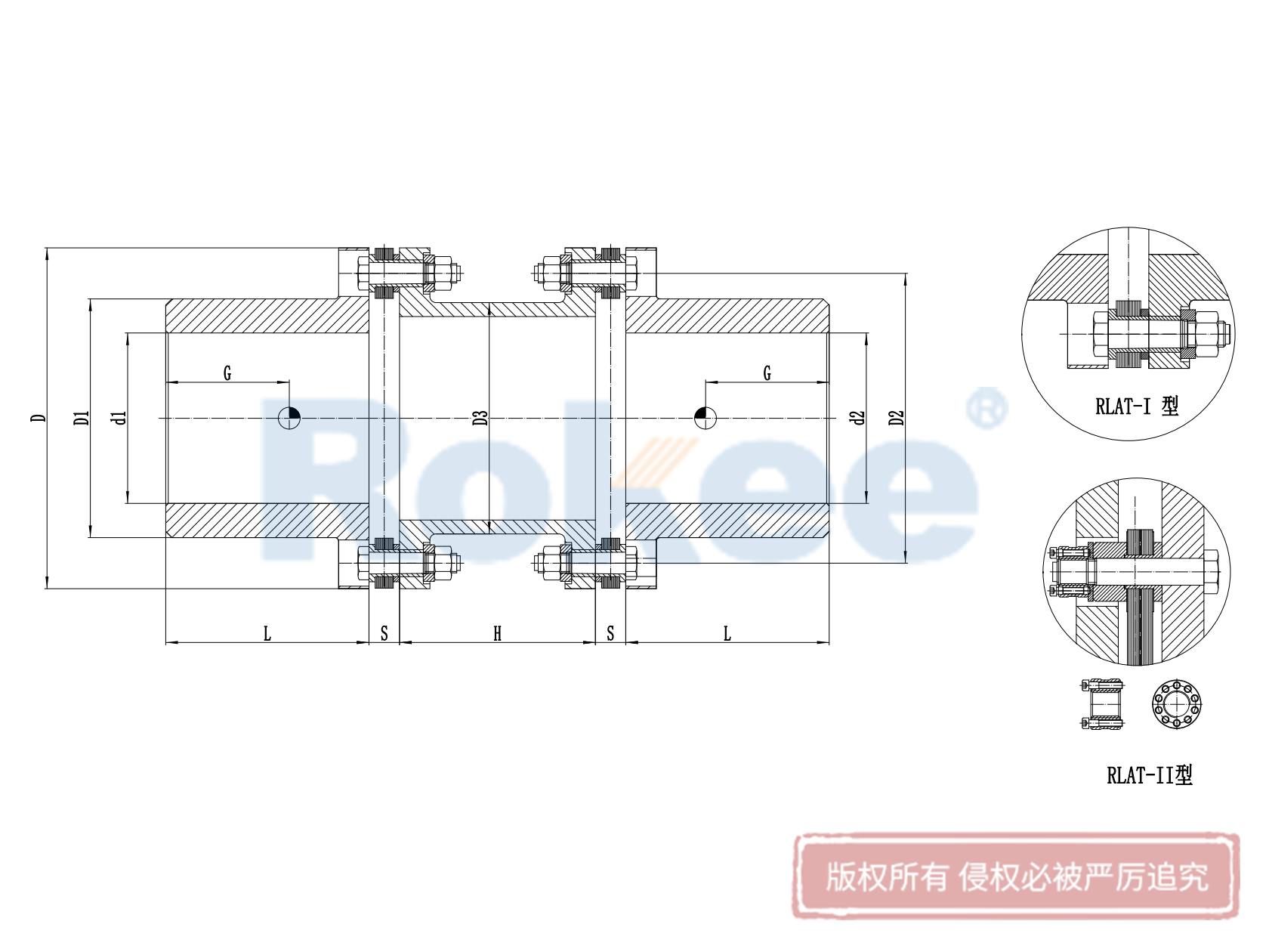 泸州RLAT联轴器-RLAT系列中间接管金属膜片联轴器